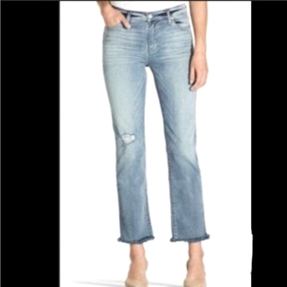 Hudson Jeans Denim - Hudson Jeans Blue Rips Distress Fray Raw Hem Nico Mid rise Cigarette Jeans Sz 29